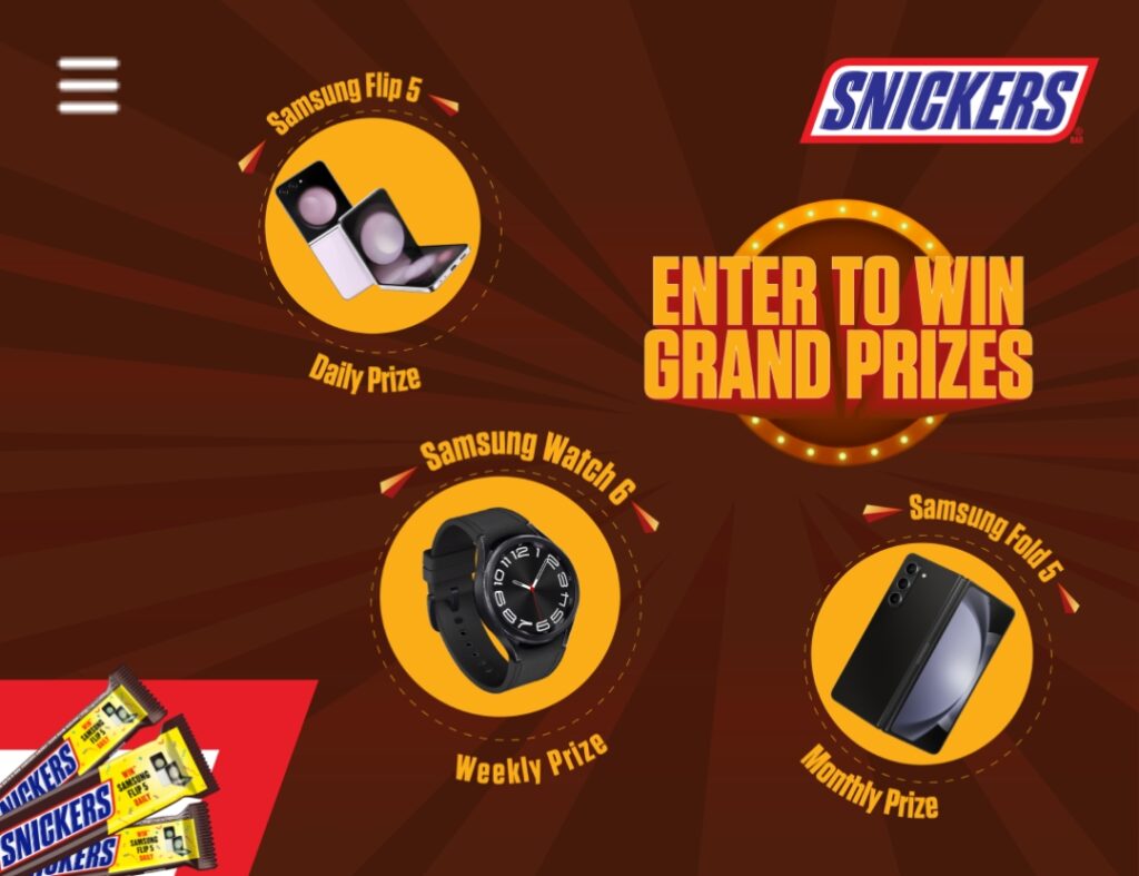 Win Free Samsung Flip 5, Fold & Watch from Snickers