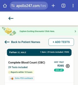 Hello BPCL App Blood Count CBC Test Free